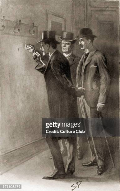 'The Return of Sherlock Holmes' by Sir Arthur Conan Doyle - police detective Lestrade with Sherlock Holmes and Dr. Watson. From 'The Adventure of the...