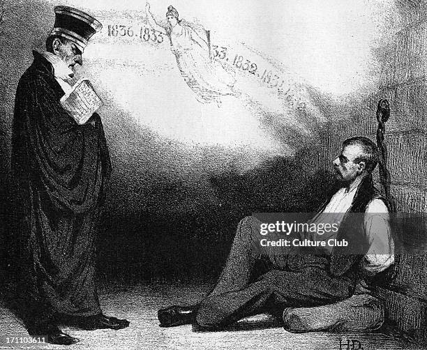 Und sie bewegt sich doch!' - Reference to the earth moving round the sun. Caricature by Honoré Daumier, 1835. HD, French artist: 26 February 1808 -...