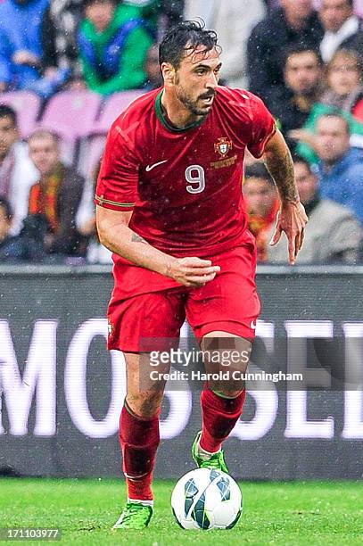Hugo Almeida of Portugal in action during the international friendly match between Portugal and Croatia on June 10, 2013 in Geneva, Switzerland.