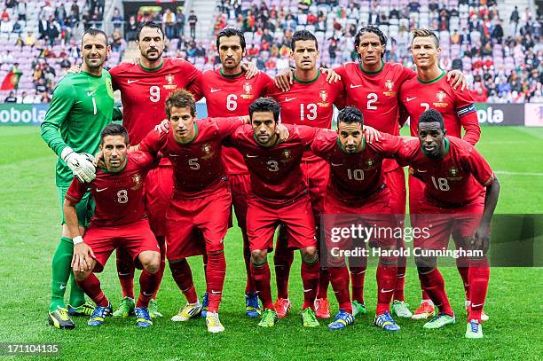 Portugal squad Joao Moutinho, Fabio Coentrao, Silvio, Ruben Amorim, Valera, Eduardo, Hugo Almeida, Custodio, Ricardo Costa, Bruno Alves and Cristiano...