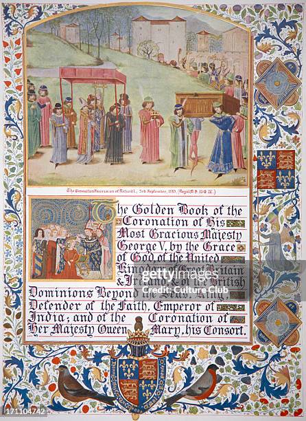 Richard I coronation procession, 3 September 1189 Used as illustration in manuscript celebrating coronation of George V in 1910. Reads: The Golden...