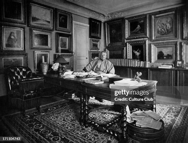 Alexandre Dumas fils - at his writing desk towards the end of his life. , French author and playwright 27 July 1824  27 November 1895