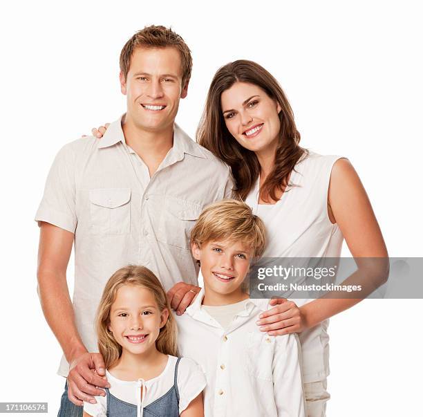 happy family portrait - isolated - family standing stock pictures, royalty-free photos & images