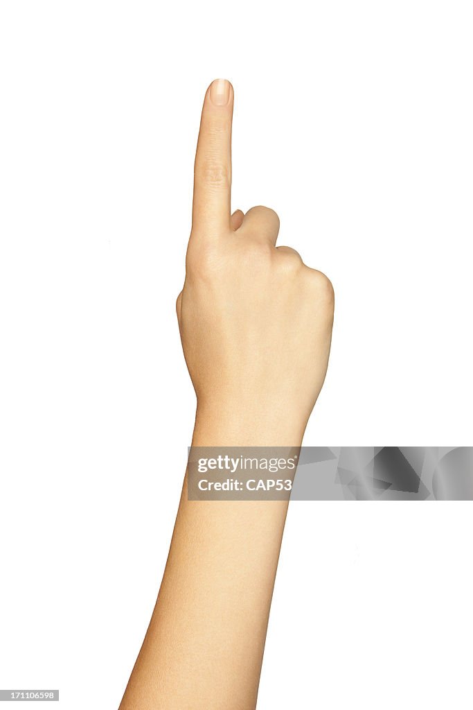 Hand Pointing On A White Background.