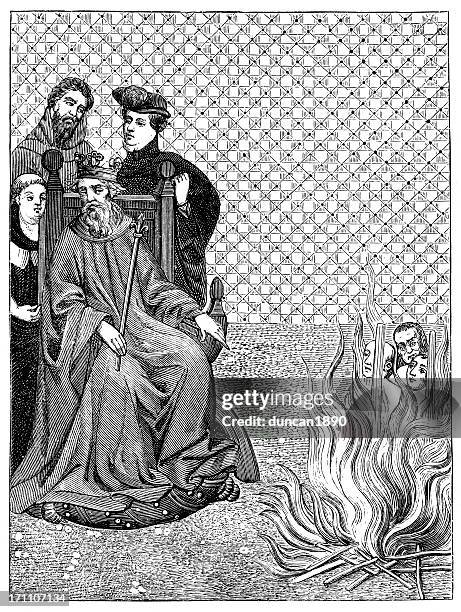 the disciples of amaury - medieval execution stock illustrations
