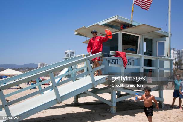 lifeguard - santa monica beach stock pictures, royalty-free photos & images