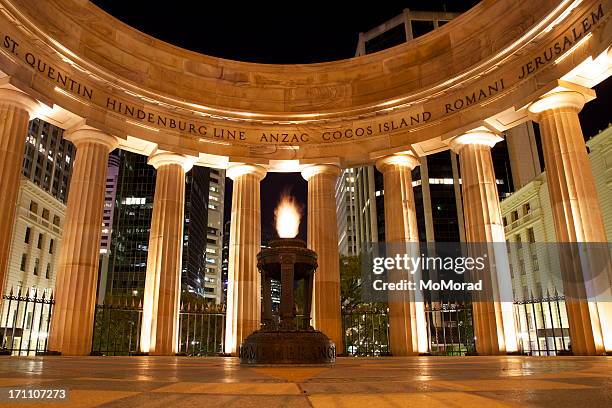 anzac memorial brisbane - eternal flame stock pictures, royalty-free photos & images
