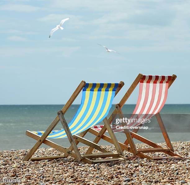 british seaside - deckchair stock pictures, royalty-free photos & images