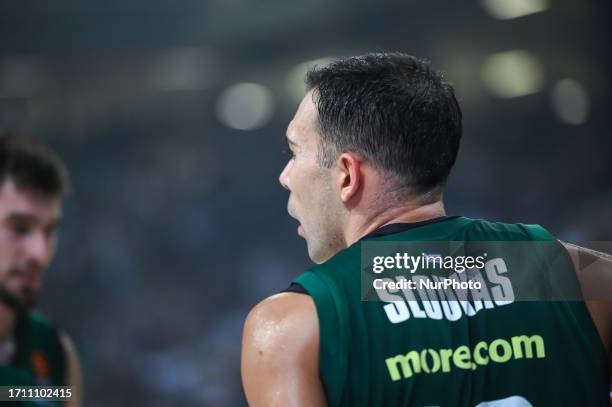 Kostas Sloukas of Panathinaikos Athens during the Euroleague, Round 1, match between Panathinaikos Athens and Olympiacos Piraeus at Oaka Altion on...