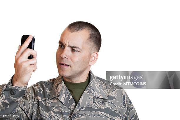 frustrated airman on cell phone - mtmcoins stockfoto's en -beelden