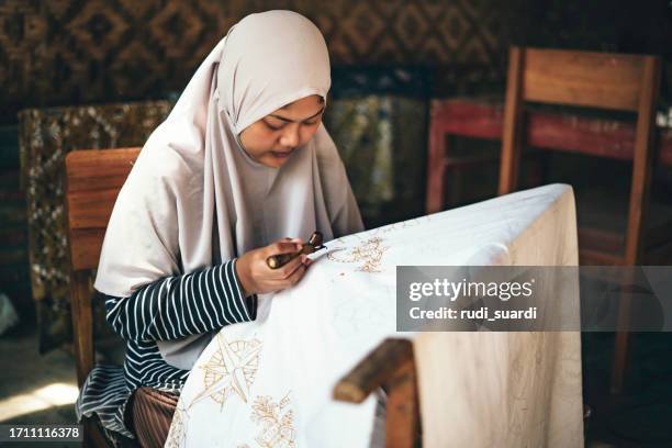 handmade batik, yogyakarta, java, indonesia - east asian works of art specialist stock pictures, royalty-free photos & images
