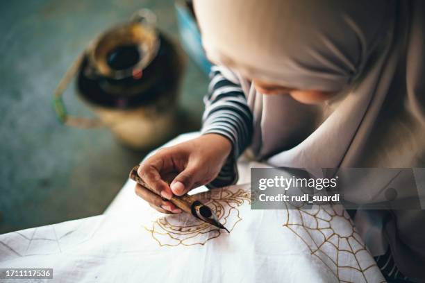 handmade batik, yogyakarta, java, indonesia - batik painting stock pictures, royalty-free photos & images