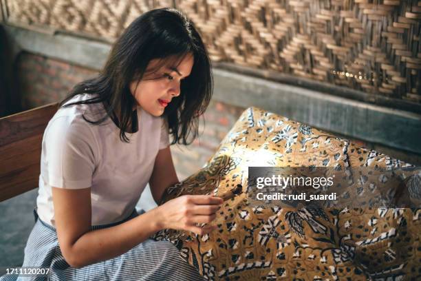 handmade batik, yogyakarta, java, indonesia - east asian works of art specialist stock pictures, royalty-free photos & images