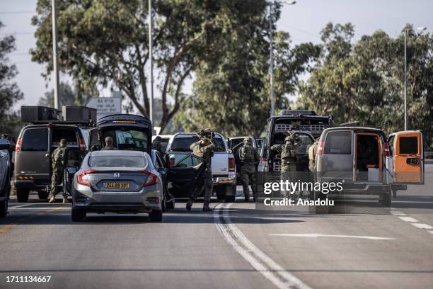 Israeli forces closed the roads at the Sderot area as the rockets are being fired by Palestinians in response to Israeli airstrikes during an...