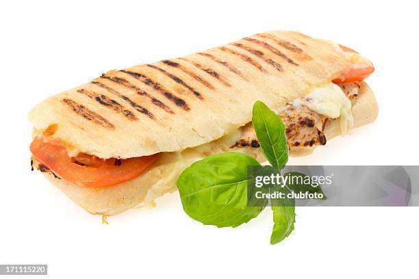 grilled chicken panini sandwich - panini stock pictures, royalty-free photos & images