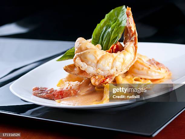 lobster pappardelle - lobster dinner stock pictures, royalty-free photos & images