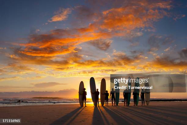 longboard lever du soleil - australia australasia photos et images de collection