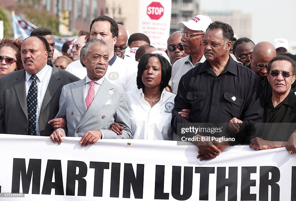Marchers Commemorates 50th Anniversary Of MLK's Freedom March In Detroit