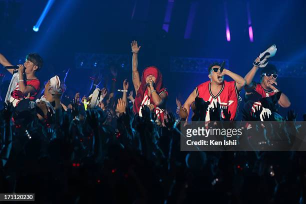 Han-Kun of Shonan No Kaze perfoms onstage during the MTV VMAJ 2013 at Makuhari Messe on June 22, 2013 in Chiba, Japan.