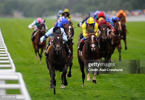 Ryan Moore riding Opinion lands the Duke of Edinburgh Handicap during day five of Royal Ascot at Ascot Racecourse on June 22, 2013 in Ascot, England.