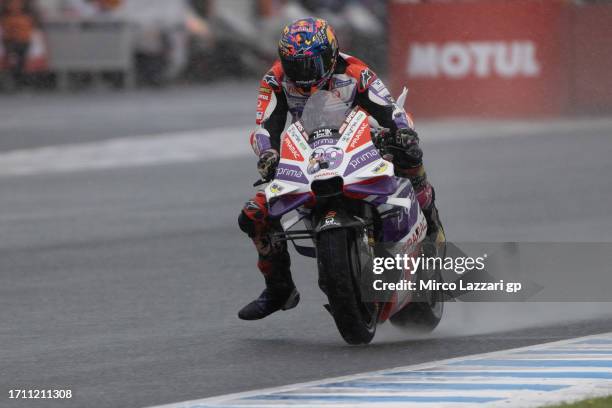 Jorge Martin of Spain and Pramac Racing heads down a straight during the MotoGP race during the MotoGP of Japan - Race at Twin Ring Motegi on October...