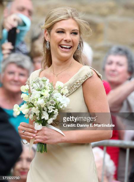 Chelsy Davy attends the wedding of Melissa Percy and Thomas van Straubenzee at Alnwick Castle on June 22, 2013 in Alnwick, England.