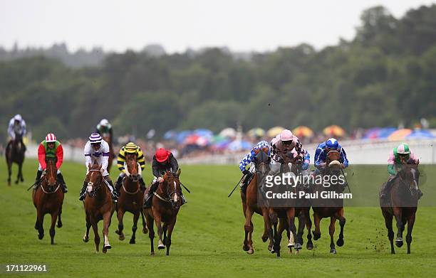 Jimmy Fortune rides Chiberta King on his way to winning The Queen Alexandra Stakes during day five of Royal Ascot at Ascot Racecourse on June 22,...