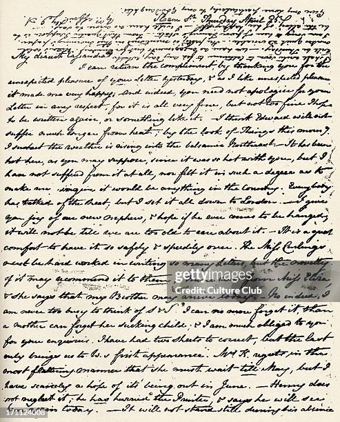 Jane Austen - Letter from English novelist to her sister Cassandra signed with initials on 25 April 16 December 1775 - 18 July 1817