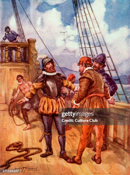 Ferdinand Magellan - Ferdinand Magellan. Caption reads: 'The fearless sailor who linked two oceans'. Painting by Dudley Tennant. By order of the...