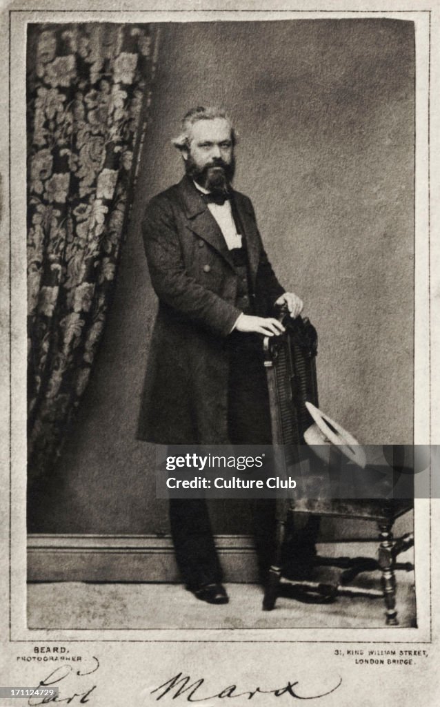 Karl Marx, signed portrai taken in London by Beard.