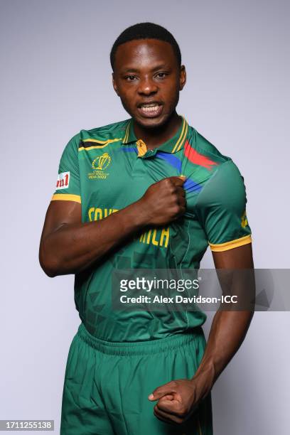 Kagiso Rabada of South Africa poses for a portrait ahead of the ICC Men's Cricket World Cup India 2023 on September 30, 2023 in Thiruvananthapuram,...