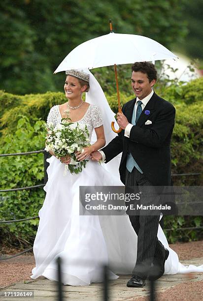 Thomas van Straubenzee and Lady Melissa Percy during their wedding at Alnwick Castle on June 22, 2013 in Alnwick, England.