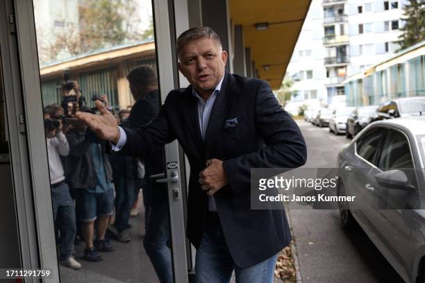 Robert Fico, lead candidate of the Smer political party, arrives to the press conference the day after Slovak parliamentary elections in which Smer...