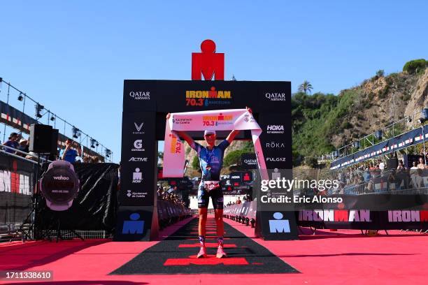 Corentin Chouvelon of France wins the IRONMAN 70.3 Barcelona on October 01, 2023 in Calella, Spain.