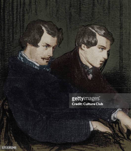 Edmond & Jules de Goncourt - French naturalism writers. Portrait by Paul Gavarni EG: 26 May 1822  16 July 1896JG: 17 December 1830  20 June 1870