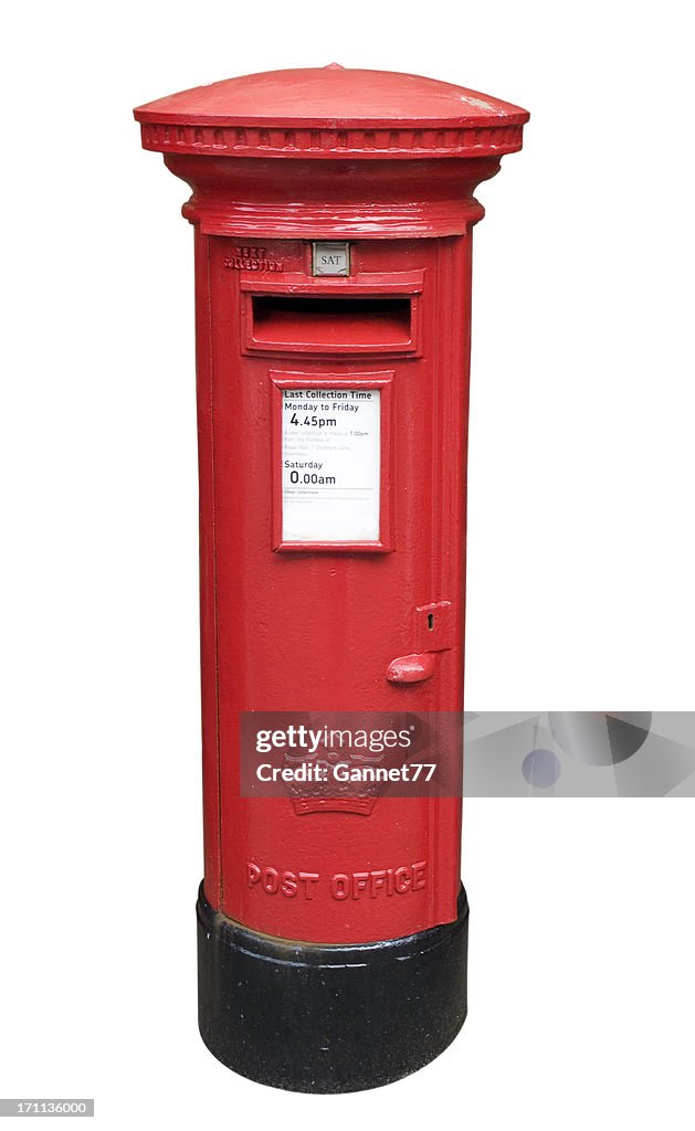 British Post Box Isolated on White