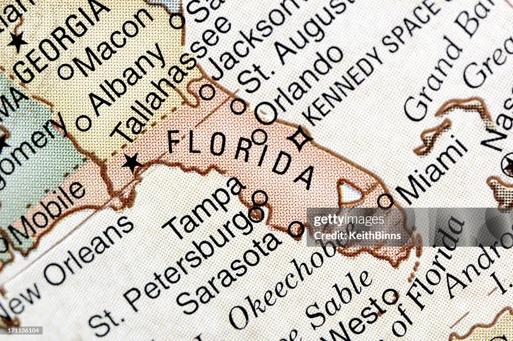 Closeup of Florida on a papyrus map