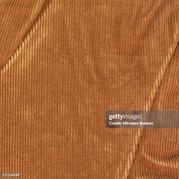high resolution brown corduroy wrinkled texture sample - corduroy material stock pictures, royalty-free photos & images