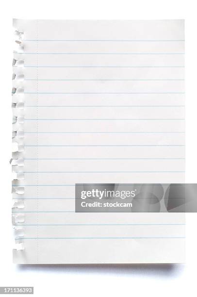 white isolated sheet of blank lined paper - pad stock pictures, royalty-free photos & images