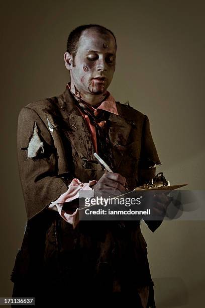 working zombie - halloween zombie makeup stock pictures, royalty-free photos & images