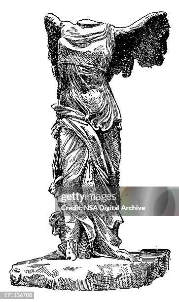 ilustraciones, imágenes clip art, dibujos animados e iconos de stock de nike de samothrace - goddess