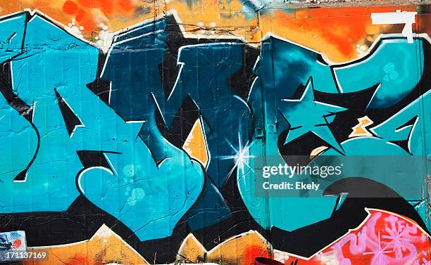 colorful graffiti on a concrete wall. - graffiti background bildbanksfoton och bilder