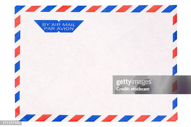 isolated airmail envelope on white - air mail stock pictures, royalty-free photos & images