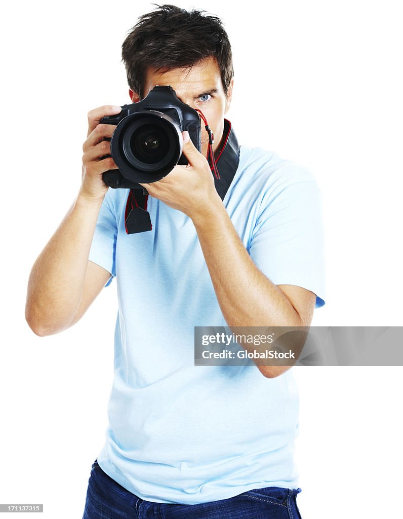 Men Click Camera Focus Young Man Clicking Photo From Camera High-Res Stock Photo - Getty Images