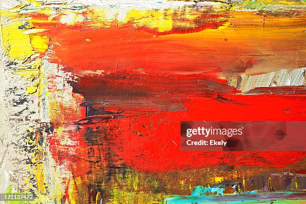 abstrato pintado de vermelho e amarelo com arte. - pintura em têmpera - fotografias e filmes do acervo