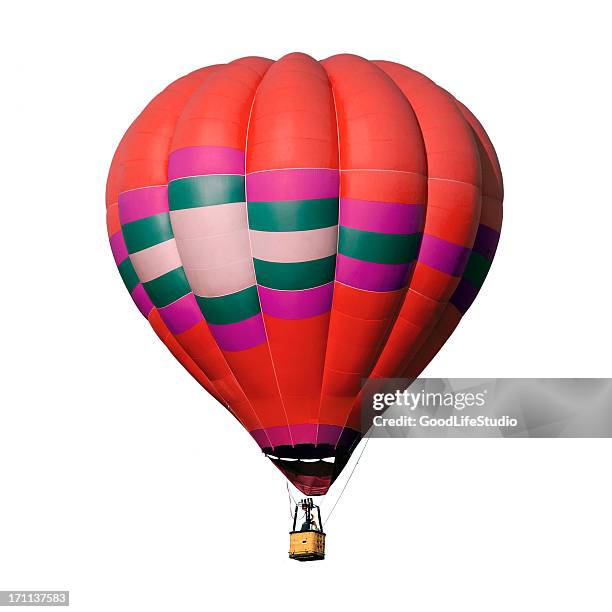 red hot air balloon - hot air balloon basket stock pictures, royalty-free photos & images