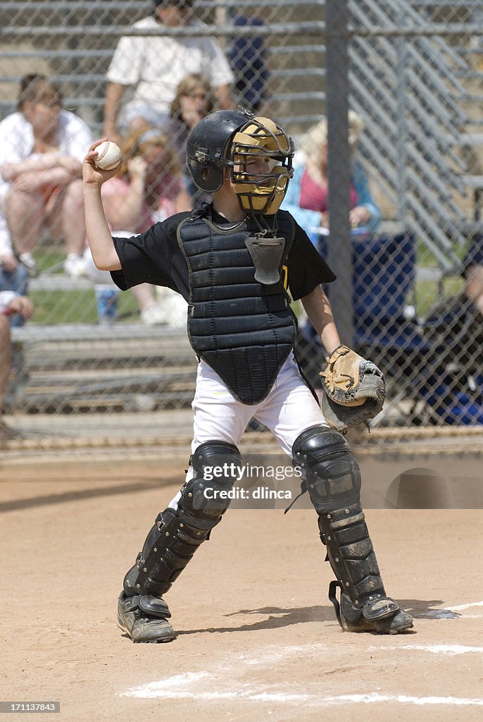 Young baseball catcher