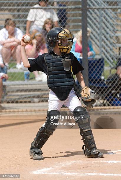 young baseball catcher - baseball catcher 個照片及圖片檔