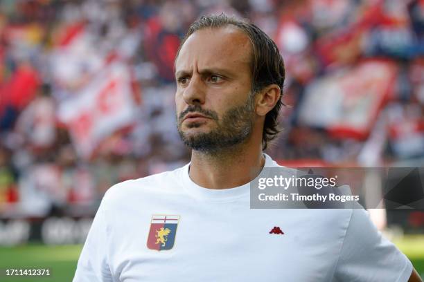 Manager of Genoa, Alberto Gilardino, before the start of the Serie A TIM match between Udinese Calcio and Genoa CFC at Bluenergy Stadium on October...