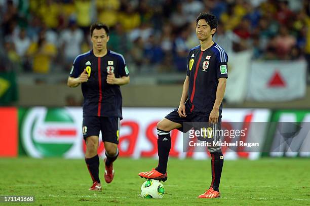 Shinji Kagawa of Japan looks on against Mexico during the FIFA Confederations Cup Brazil 2013 Group A match between Japan and Mexico at Estadio...